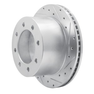 Chevrolet Silverado 3500 HD Brake Rotor (1) - Rear Right - R1 Concepts - Drilled & Slotted - Silver - `01-`10
